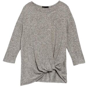 Gibson Cozy Twist Front Pullover Fleece Top Gray 3/4 Sleeve Women's Size Medium